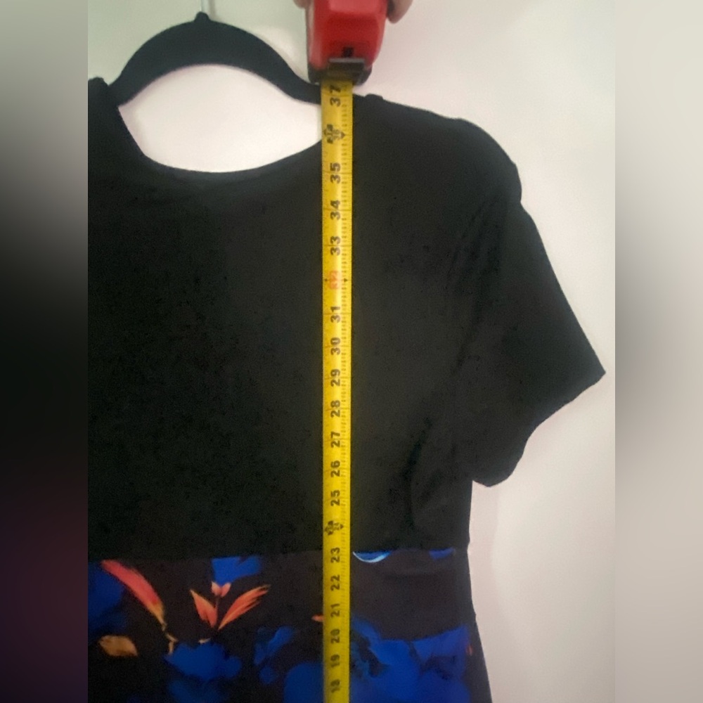 Women’s Casual Dress | Size Large | Short Sleeved | Stretchy | Blue Black Orange - Picture 13 of 13